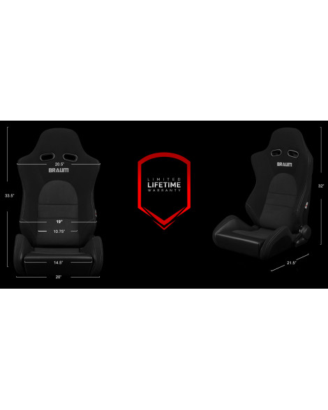 BRAUM Racing Seats Advan Series Sport Seats Black Cloth Alcantara Inserts Pair BRAUM Racing Seats Advan Series Sport Seats Black Cloth Alcantara Inserts Pair