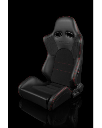BRAUM Racing Seats Advan Series Sport Seats Black Leatherette (Red Stitching) Pair BRAUM Racing Seats Advan Series Sport Seats Black Leatherette (Red Stitching) Pair