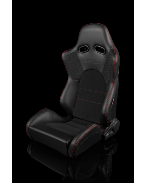 BRAUM Racing Seats Advan Series Sport Seats Black Leatherette (Red Stitching) Pair BRAUM Racing Seats Advan Series Sport Seats Black Leatherette (Red Stitching) Pair