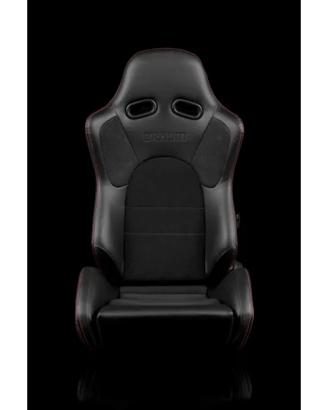 BRAUM Racing Seats Advan Series Sport Seats Black Leatherette (Red Stitching) Pair