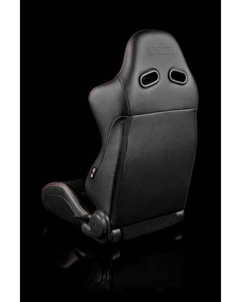 BRAUM Racing Seats Advan Series Sport Seats Black Leatherette (Red Stitching) Pair