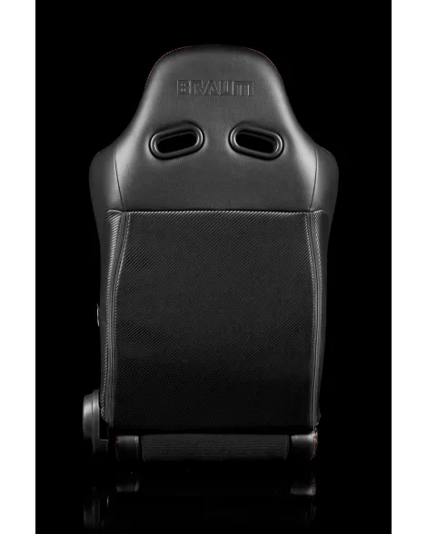 BRAUM Racing Seats Advan Series Sport Seats Black Leatherette (Red Stitching) Pair