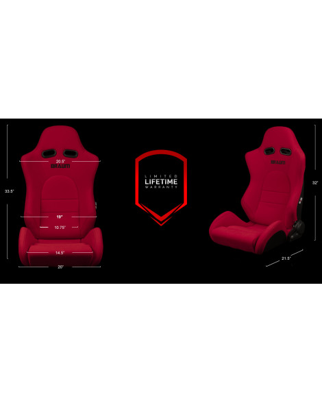 BRAUM Racing Seats Advan Series Sport Seats Red Cloth Pair BRAUM Racing Seats Advan Series Sport Seats Red Cloth Pair