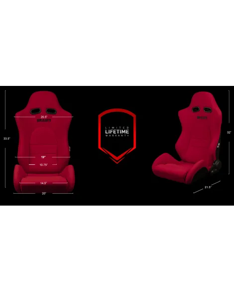 BRAUM Racing Seats Advan Series Sport Seats Red Cloth Pair BRAUM Racing Seats Advan Series Sport Seats Red Cloth Pair