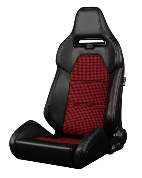 BRAUM Viper-X Series Sport Seats Black Leatherette | Red Houndstooth PAIR BRAUM Viper-X Series Sport Seats Black Leatherette | Red Houndstooth PAIR