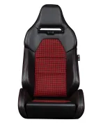 BRAUM Viper-X Series Sport Seats Black Leatherette | Red Houndstooth PAIR BRAUM Viper-X Series Sport Seats Black Leatherette | Red Houndstooth PAIR