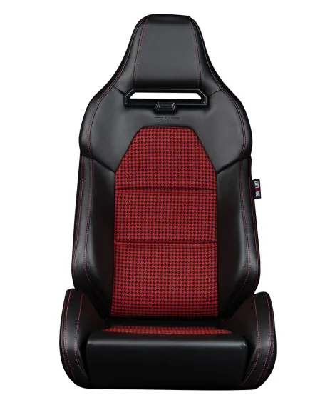 BRAUM Viper-X Series Sport Seats Black Leatherette | Red Houndstooth PAIR BRAUM Viper-X Series Sport Seats Black Leatherette | Red Houndstooth PAIR