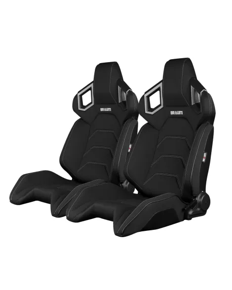 BRAUM Racing Seats Alpha-X Series Sport Seats Black Polo Fabric (Grey Stitching)