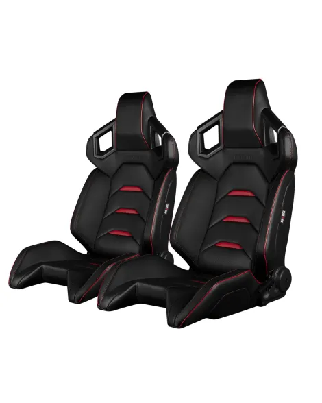 BRAUM Racing Seats Alpha-X Series Sport Seats Black & Red Pair