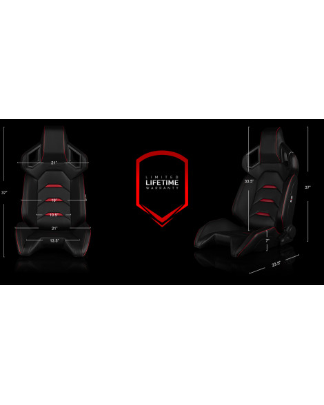 BRAUM Racing Seats Alpha-X Series Sport Seats Black & Red Pair BRAUM Racing Seats Alpha-X Series Sport Seats Black & Red Pair
