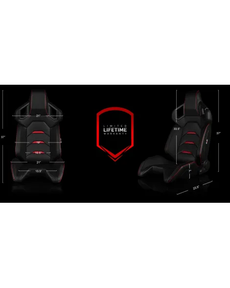 BRAUM Racing Seats Alpha-X Series Sport Seats Black & Red Pair
