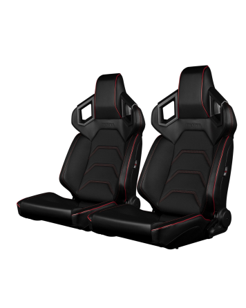 BRAUM Racing Seats Alpha-X Series Sport Seats Black & Red Stitching - Low Base Version Pair BRAUM Racing Seats Alpha-X Series Sport Seats Black & Red Stitching - Low Base Version Pair