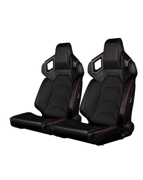 BRAUM Racing Seats Alpha-X Series Sport Seats Black & Red Stitching - Low Base Version Pair BRAUM Racing Seats Alpha-X Series Sport Seats Black & Red Stitching - Low Base Version Pair