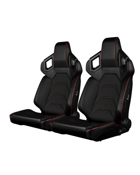 BRAUM Racing Seats Alpha-X Series Sport Seats Black & Red Stitching - Low Base Version Pair BRAUM Racing Seats Alpha-X Series Sport Seats Black & Red Stitching - Low Base Version Pair