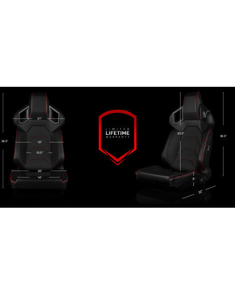 BRAUM Racing Seats Alpha-X Series Sport Seats Black & Red Stitching - Low Base Version Pair BRAUM Racing Seats Alpha-X Series Sport Seats Black & Red Stitching - Low Base Version Pair