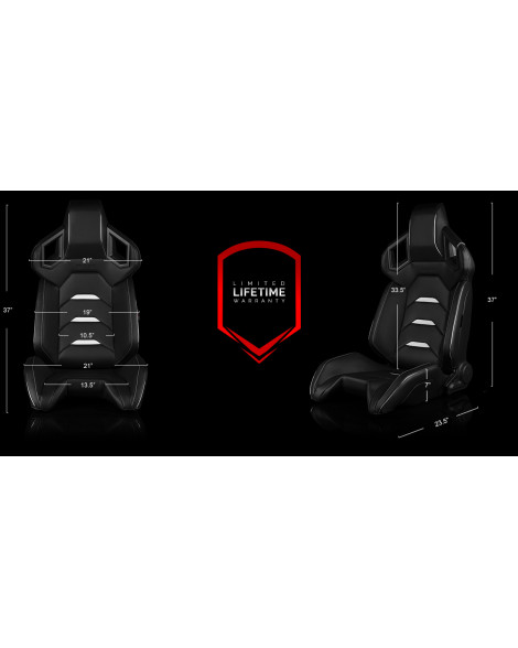 BRAUM Racing Seats Alpha-X Series Sport Seats Black & White Pair BRAUM Racing Seats Alpha-X Series Sport Seats Black & White Pair