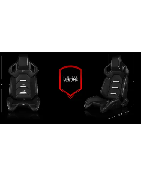BRAUM Racing Seats Alpha-X Series Sport Seats Black & White Pair BRAUM Racing Seats Alpha-X Series Sport Seats Black & White Pair