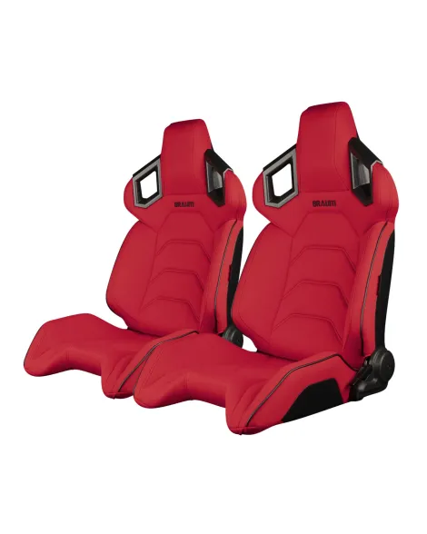 BRAUM Racing Seats Alpha-X Series Sport Seats Red Polo Fabric (Black Stitching) Pair BRAUM Racing Seats Alpha-X Series Sport Seats Red Polo Fabric (Black Stitching) Pair
