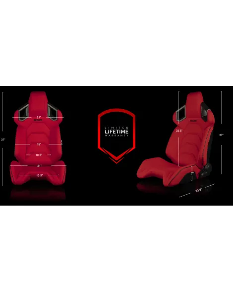 BRAUM Racing Seats Alpha-X Series Sport Seats Red Polo Fabric (Black Stitching) Pair BRAUM Racing Seats Alpha-X Series Sport Seats Red Polo Fabric (Black Stitching) Pair