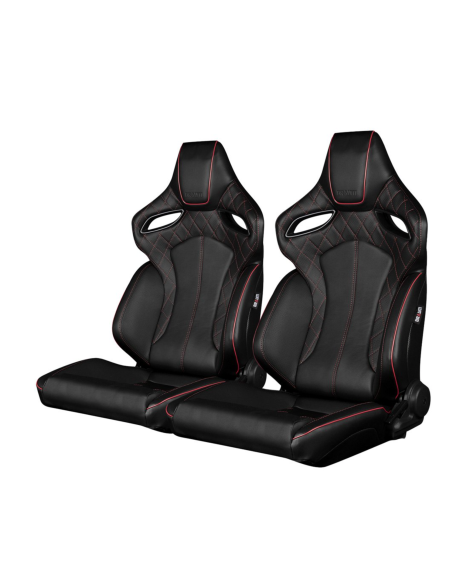 BRAUM Racing Seats Orue Series Sport Seats Black Diamond (Red Stitching) Pair BRAUM Racing Seats Orue Series Sport Seats Black Diamond (Red Stitching) Pair