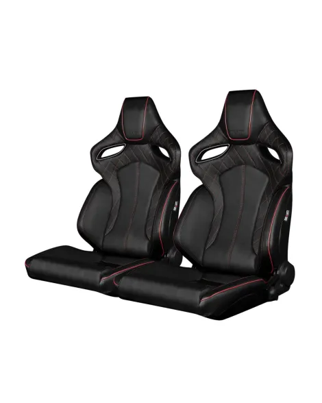BRAUM Racing Seats Orue Series Sport Seats Black Diamond (Red Stitching) Pair BRAUM Racing Seats Orue Series Sport Seats Black Diamond (Red Stitching) Pair