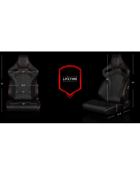 BRAUM Racing Seats Orue Series Sport Seats Black Diamond (Red Stitching) Pair BRAUM Racing Seats Orue Series Sport Seats Black Diamond (Red Stitching) Pair