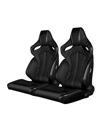 BRAUM Racing Seats Orue Series Sport Seats Black Diamond (White Stitching) Pair BRAUM Racing Seats Orue Series Sport Seats Black Diamond (White Stitching) Pair