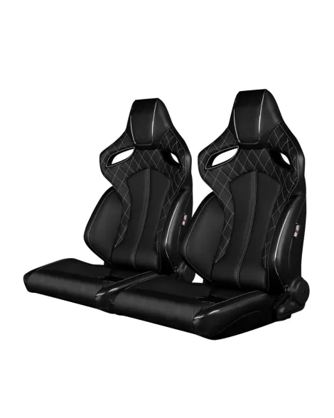 BRAUM Racing Seats Orue Series Sport Seats Black Diamond (White Stitching) Pair BRAUM Racing Seats Orue Series Sport Seats Black Diamond (White Stitching) Pair