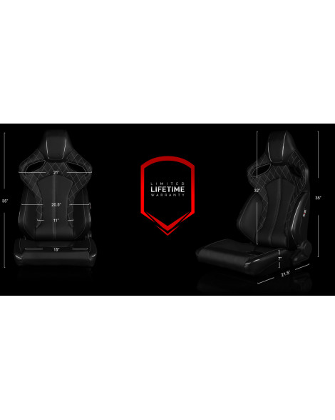 BRAUM Racing Seats Orue Series Sport Seats Black Diamond (White Stitching) Pair BRAUM Racing Seats Orue Series Sport Seats Black Diamond (White Stitching) Pair