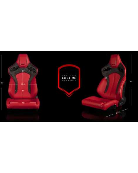 BRAUM Racing Seats Orue Series Sport Seats Red Diamond (Red Stitching) Pair BRAUM Racing Seats Orue Series Sport Seats Red Diamond (Red Stitching) Pair