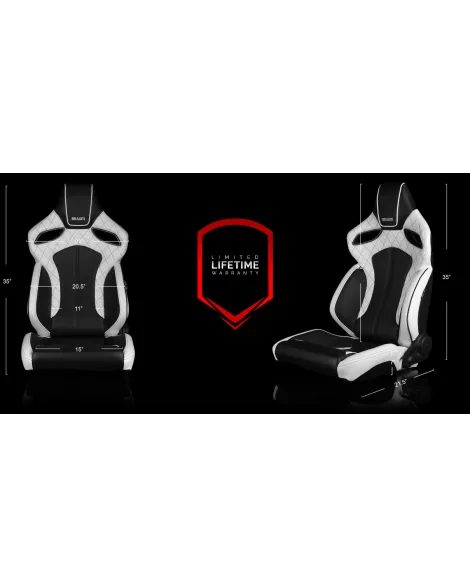 BRAUM Racing Seats Orue Series Sport Seats White Diamond (Black Stitching) Pair BRAUM Racing Seats Orue Series Sport Seats White Diamond (Black Stitching) Pair