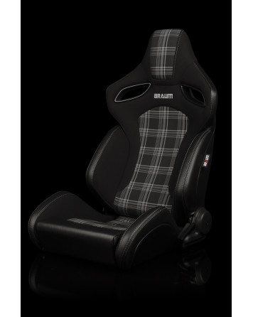 BRAUM Racing Seats Orue-S Series Sport Seats Black & Grey Plaid Pair BRAUM Racing Seats Orue-S Series Sport Seats Black & Grey Plaid Pair