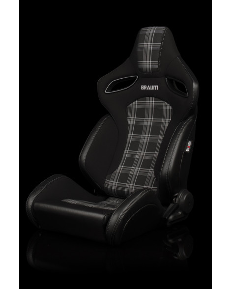 BRAUM Racing Seats Orue-S Series Sport Seats Black & Grey Plaid Pair BRAUM Racing Seats Orue-S Series Sport Seats Black & Grey Plaid Pair