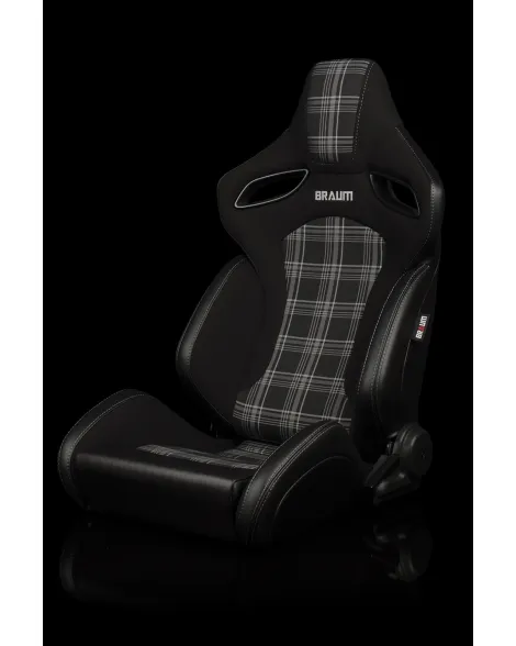 BRAUM Racing Seats Orue-S Series Sport Seats Black & Grey Plaid Pair BRAUM Racing Seats Orue-S Series Sport Seats Black & Grey Plaid Pair