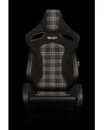 BRAUM Racing Seats Orue-S Series Sport Seats Black & Grey Plaid Pair BRAUM Racing Seats Orue-S Series Sport Seats Black & Grey Plaid Pair