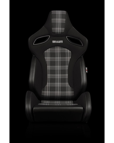 BRAUM Racing Seats Orue-S Series Sport Seats Black & Grey Plaid Pair BRAUM Racing Seats Orue-S Series Sport Seats Black & Grey Plaid Pair