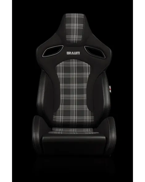 BRAUM Racing Seats Orue-S Series Sport Seats Black & Grey Plaid Pair BRAUM Racing Seats Orue-S Series Sport Seats Black & Grey Plaid Pair