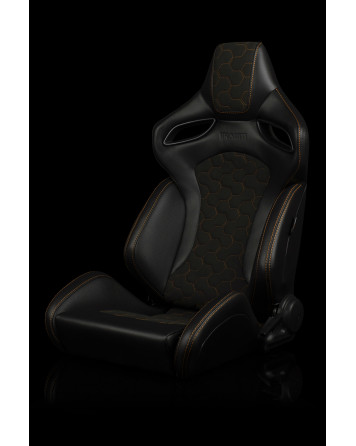 BRAUM Racing Seats Orue-S Series Sport Seats Honeycomb Alcantara | Orange Stitching Pair BRAUM Racing Seats Orue-S Series Sport Seats Honeycomb Alcantara | Orange Stitching Pair