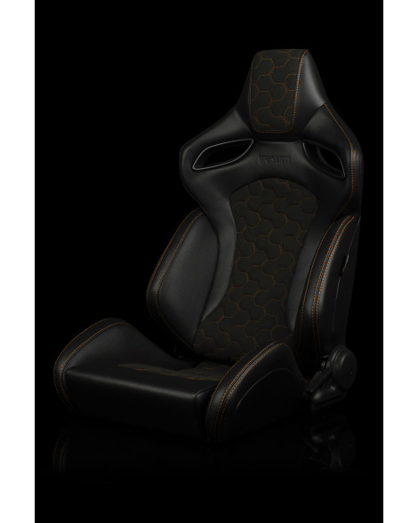 BRAUM Racing Seats Orue-S Series Sport Seats Honeycomb Alcantara | Orange Stitching Pair BRAUM Racing Seats Orue-S Series Sport Seats Honeycomb Alcantara | Orange Stitching Pair