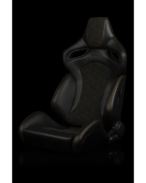 BRAUM Racing Seats Orue-S Series Sport Seats Honeycomb Alcantara | Orange Stitching Pair BRAUM Racing Seats Orue-S Series Sport Seats Honeycomb Alcantara | Orange Stitching Pair