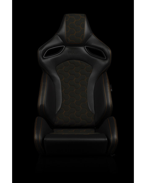 BRAUM Racing Seats Orue-S Series Sport Seats Honeycomb Alcantara | Orange Stitching Pair BRAUM Racing Seats Orue-S Series Sport Seats Honeycomb Alcantara | Orange Stitching Pair