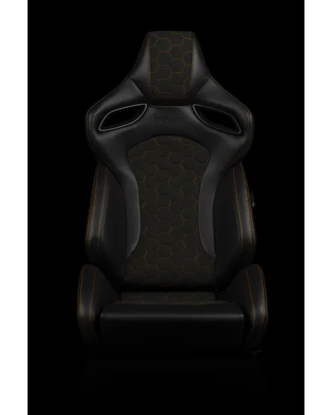 BRAUM Racing Seats Orue-S Series Sport Seats Honeycomb Alcantara | Orange Stitching Pair BRAUM Racing Seats Orue-S Series Sport Seats Honeycomb Alcantara | Orange Stitching Pair