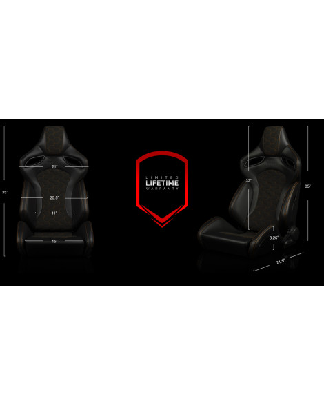 BRAUM Racing Seats Orue-S Series Sport Seats Honeycomb Alcantara | Orange Stitching Pair BRAUM Racing Seats Orue-S Series Sport Seats Honeycomb Alcantara | Orange Stitching Pair