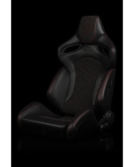 BRAUM Racing Seats Orue-S Series Sport Seats Honeycomb Alcantara | Red Stitching Pair BRAUM Racing Seats Orue-S Series Sport Seats Honeycomb Alcantara | Red Stitching Pair