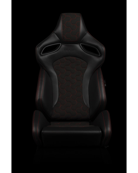 BRAUM Racing Seats Orue-S Series Sport Seats Honeycomb Alcantara | Red Stitching Pair BRAUM Racing Seats Orue-S Series Sport Seats Honeycomb Alcantara | Red Stitching Pair