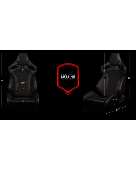 BRAUM Racing Seats Orue-S Series Sport Seats Honeycomb Alcantara | Red Stitching Pair BRAUM Racing Seats Orue-S Series Sport Seats Honeycomb Alcantara | Red Stitching Pair
