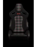BRAUM Racing Seats Orue-S Series Sport Seats Black & Red Plaid Pair BRAUM Racing Seats Orue-S Series Sport Seats Black & Red Plaid Pair