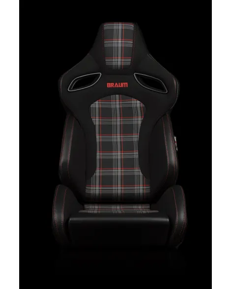 BRAUM Racing Seats Orue-S Series Sport Seats Black & Red Plaid Pair