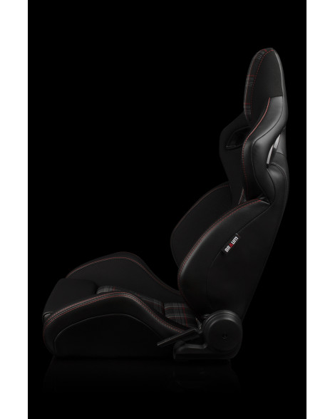 BRAUM Racing Seats Orue-S Series Sport Seats Black & Red Plaid Pair BRAUM Racing Seats Orue-S Series Sport Seats Black & Red Plaid Pair