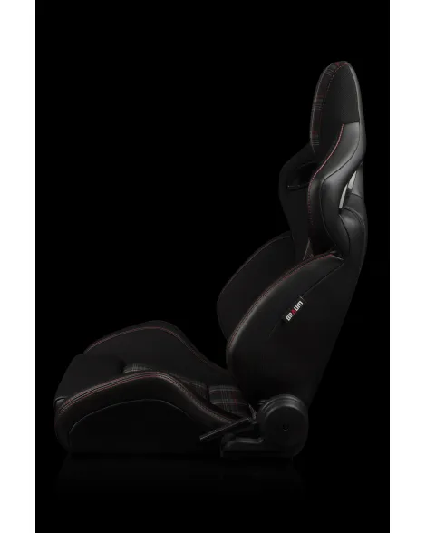 BRAUM Racing Seats Orue-S Series Sport Seats Black & Red Plaid Pair